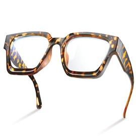 livho Oversized up to 99% Blue Light Blocking Glasses for Woman - Rectangle Fashion Glasses for Computer, Chic Preppy Frame - Anti Eyestrain