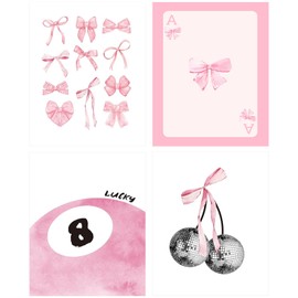 Yeaqee 4 Pcs Diamond Art Kits DIY Painting for Adult Aesthetic Wall Diamond Crafts Aesthetic Room Decor Cute Painting Pictures 5d Craft Wall Decor for Home 10 x 11.8''(Coquette)