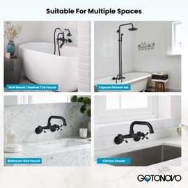 gotonovo Clawfoot Tub Adapter 3-3/8 Inch Adjustable Swing Arms for Kitchen Faucet Bathtub Bathroom Shower Faucet Set Commercial Utility 1 Pair 1.2 inch Oil Rubbed Bronze