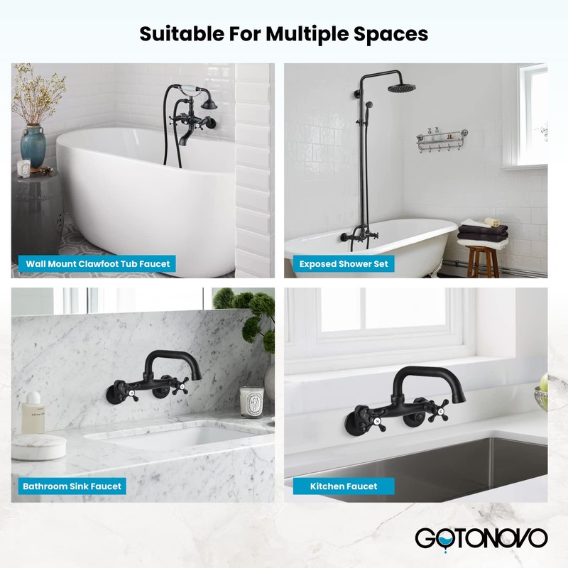 gotonovo Clawfoot Tub Adapter 3-3/8 Inch Adjustable Swing Arms for