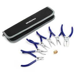 WORKPRO Jewelry Plicers Set, 7-Piece Jewelry Making Tools Kit with Needle Round Nose Plier and Bent Nose Plier Wire Cutter for Jewelry Repair, Beading, Wire Wrapping, Crafts, with Carrying Pouch