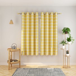 NATUS WEAVER Buffalo Check Curtains 54 inches Long Basement Yellow and White Gingham Plaid Kitchen Window Curtain Panels Living Room Checker Drapes Bedroom Grommet Top Window Treatment 2 Panels