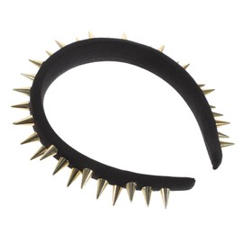 IWOWHERO Studded Punk Headband for Women Rivet Design No Hair Accessory for Festivals and Cosplay Versatile Thin Headband in Black