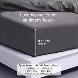 Topper Fitted Sheet in Black, Bed Sheet 160 x 200 cm, Bamboo Bed Linen, Cooling Sheet, Allergy Sufferers Bed Linen, Sleep Better Bambaw