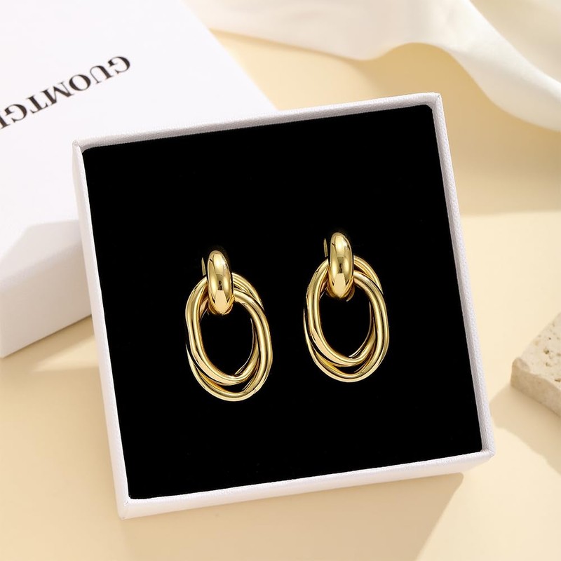 GUOMTGH Gold/Silver Chunky Gold Earrings For Women Trendy Statement Geometric
