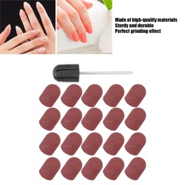 Nail Art Grinding Cap, Nail Drill Block Grinding Cap, Polishing Head Sanding Bands Set Polisher Sand Manicure Pedicure Tool (10 x 15 mm) (Brown)