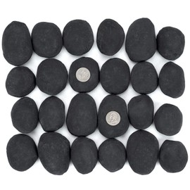 Stanbroil 24pcs Light Weight Ceramic Fiber Pebble Stones for Indoor Outdoor, Gas Inserts, Ventless, Vent Free, Electric, Outdoor Fireplaces and Fire Pits - Black
