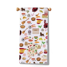 JXGZSO Spain Tea Towel Spain Trip Lover Gift Spain Souvenir Gift Spain Food Lover Gift Spain Housewarming Gift (Spain Towel)