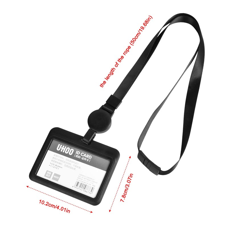 2 Pieces ID Card Holder with Lanyard for Office, Hard