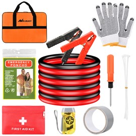 Nilight Car Emergency Kit with Jumper Cable First Aid Kit and Flashlight,Roadside Safety Assistance Essential Tools for Travel Camping Outdoor Cars Truck SUV RV