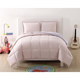 My World Solid Pleated 2-Piece Duvet Set, Twin XL, Lavender/Blush