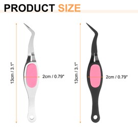 sourcing map 2pcs Craft Tweezers Precision Crossing Lock Curved Stainless Steel Soft Reverse Grip Fine Tip Tweezers for DIY Craft Jewelry Beading Electronics, Black Silver Pink