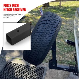 Multi Functional Foldable Trailer Hitch Spare Tire Carrier Adjustable Hitch Fit for 2 Inch Receive Mount Compatible with 4 & 5 & 6 Lugs Trailer Wheels