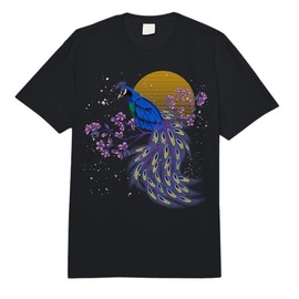 Vintage Indian Bird Cherry Blossom Peacock Feathers Peacock Comfort Colors Adult Heavyweight T-Shirt