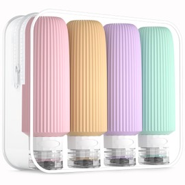 Mrsdry Travel Bottles for Toiletries, Large 6oz Travel Size Containers, BPA Free Leak Proof Tubs Refillable Liquid Accessories with Toiletry Bag for Cometic Shampoo and Lotion Soap (4 Pack)