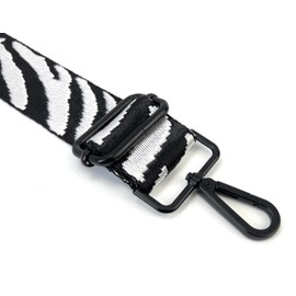 VersaKits 1.5'' Zebra Stripes Print Wide Shoulder Strap with Matte Black Buckles Guitar Style Adjustable Replacement Strap for Crossbody Bag Purse Handbag, GCD-36-02
