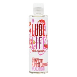 Lube Life Strawberry Flavored Lubricant 240ml - Sabor - Compatible - Acuosa, No Mancha, Juguetes - Hecho en USA                                       