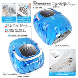 LimeGirl Cordless Nail Lamp, 72W Powerful UV LED Nail Dryer with Replaceable Lamp Beads & Battery, UV Light for Gel Polish, Rechargeable & Portable for Salon & Home (Rendering Blue, One Battery)