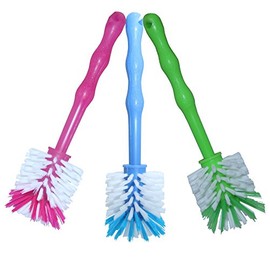 Pack of 3 Mixing Bowl Washing Up Brush with Nylon Bristles - Ideal for Cleaning Mixtures such as Thermomix® TM5 / TM31 and Mixers from Other Manufacturers 1 x Blue/1 x Green/1 x Pink
