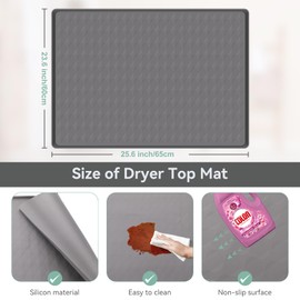 2PCS Washer and Dryer Covers for the Top,25.6''x 23.6'' Silicone Dust Pad for Laudry Machine & Dryer,Non-slip Heavy Duty Waterproof Counter Top Protector Guards for Landry & Kitchen,Grey