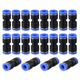sourcing map Plastic Straight Union Push to Connect Tube Fitting 6mm OD Push Fit Lock Blue 20pcs
