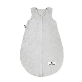 Julius Zöllner Muslin Summer Sleeping Bag, Grey, Size 80, Made of Soft Muslin Cotton, Safe and Tested for Harmful Substances, Ideal for Warm Summer Nights