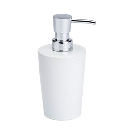 WENKO Coni Soap Dispenser, Ceramic, White/Silver, 9.2 x 7.8 x 16.4 cm