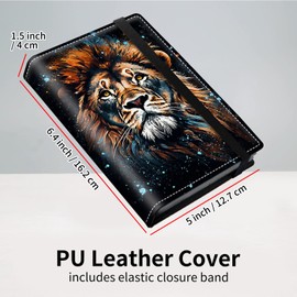 Photo Album 4x6 120 Pockets Photos with Strong Elastic Band, Small Mini Capacity Leather Photo Albums Slot for Family Wedding Boys Girls Anniversary Album 5x6.4 inch，Lonely Lion