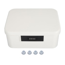 Lockable Storage Box,9L Capacity Double Layer Password Storage Box Lockable Files Storage Trunk Document Organizer Box for Valuables Passport Cash (White)