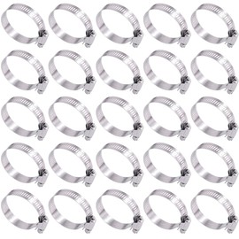 Swpeet 25Pcs 1-2inch (27-51mm) Hose Clamp 304 Stainless Steel Adjustable Range Worm Gear Hose Clamp Fuel Line Clamp Perfect for Plumbing, Automotive and Mechanical Applications