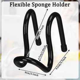 Tiangrid 2 Pcs Adjustable Sling Sponge Holder for Kitchen Sink Hanging Single Sided Sponge Holder Flexible Black Kitchen Sponge Caddy Kitchen Sink Organizer for Kitchen Sink Accessory