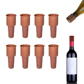 Wine stopper, silicone bottle covers, standard size, leak-proof design, suitable for wine champagne and other bottles, reusable (brown, 8pcs)