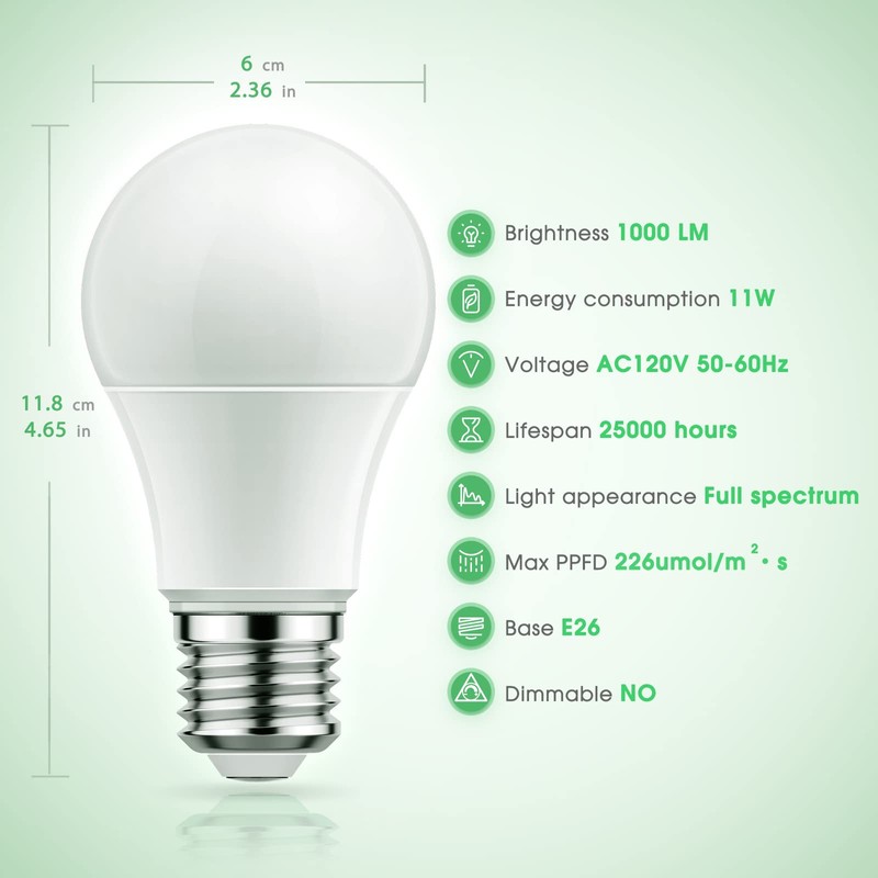 Briignite LED Grow Light Bulbs, Full Spectrum, Plant Light Bulbs