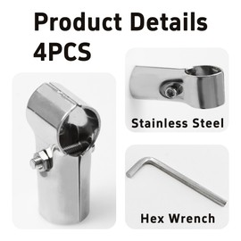 PDETVEO 4 Pack 1.26 Inch End Rail T Clamp, Stainless Steel Chain Link Fence Parts End Rail Connector, T Pipe Clamp with Bolt and Nut for 1.26" OD Pipe/Fence Installers