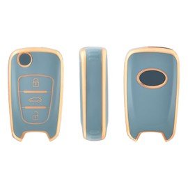 OFFCURVE Car Key Cover Car Key Case Key Fob Cover Car Key Protector 3 Buttons Compatible with Hyundai Elantra i10-i40 ix20-ix55 Santa Fe Verna Sportage Carens Forte Avante