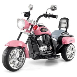 Costzon Kids Motorcycle, 6V Battery Powered Ride on Chopper Motorcycle w/Horn, Headlight, 3-Wheel Stable Ride on Toys, Electric Toddler Motorcycle for Kids, Gift for Boys Girls (Laser Pink)