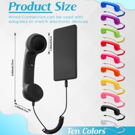 Relaxweex 10 Colors 3.5mm Retro Phone Handset Bulk Vintage Cell Phone Receiver Vintage Old Telephone Handset to Landline Adapter Microphone Speaker Handheld Receiver for Mobile Old School Pad