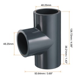 HARFINGTON 2pcs Tee PVC Fitting 1-1/2" 3 Way Connector Furniture Build Grade Pipe Coupling Elbow Fittings for Sewer Plumbing Drain Pipe Water Supplies Build Garden