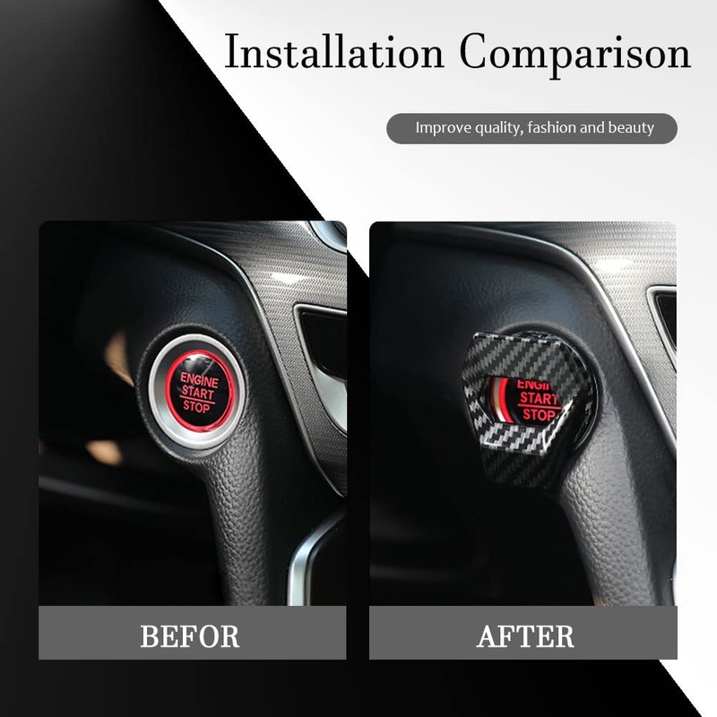 Middrivr Engine Start/Stop Button Cover, Carbon Fiber Zinc Alloy Car