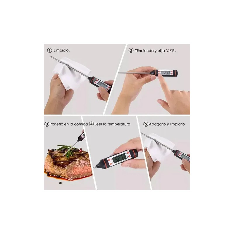 Termómetro Digital De Cocina Para Alimentos, Carne Y Líquido