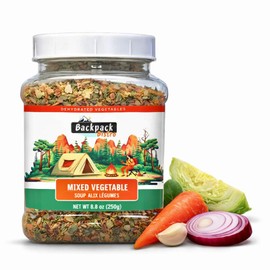Backpack Bistro Dehydrated Mixed Vegetables 8.8 oz (250 g) | Includes Carrot, Spinach, Cabbage, Onion & Garlic | Emergency & Camping Food, Soup Mix, Stews, Ramen, Stir-Fries | Vegan, Non-Bioengineered | By Pride Of India