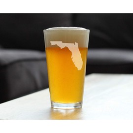 Florida State Outline Pint Glass for Beer - State Themed Drinking Decor and Gifts for Floridian Women & Men - 16 Oz Glasses