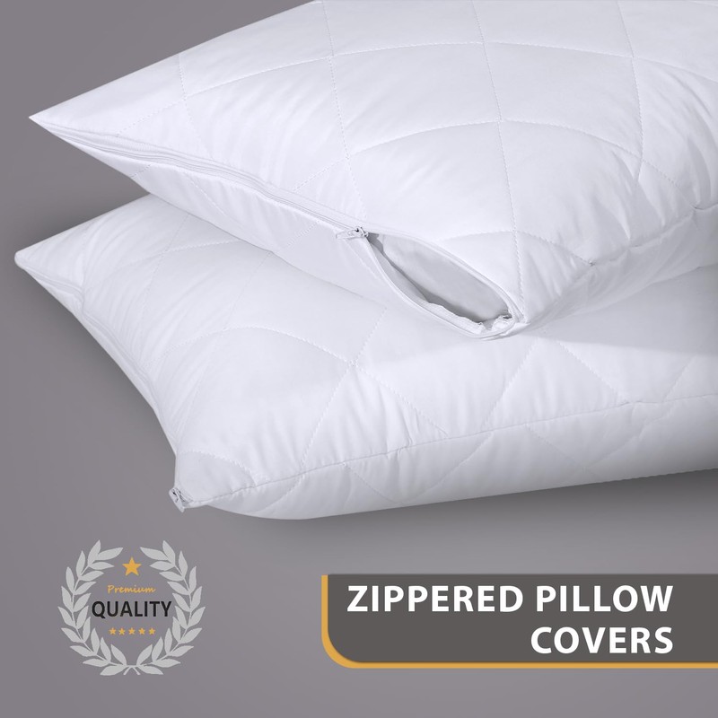 AR Ware Quilted Pillow Protectors 2 Pack Breathable - Hypoallergenic