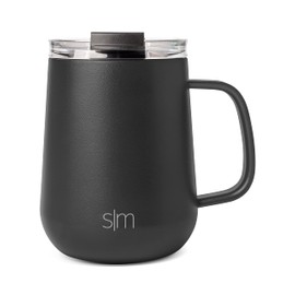 Simple Modern Taza de Café para Viajes con Asa | Vaso Térmico de Café de Acero Inoxidable con Taza para Té | Regalos para Mujeres & Hombres | Voyager Colección | 350ml | Midnight Black
