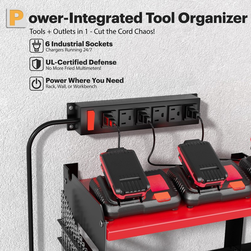 Spampur Power Tool Organizer Wall Mount with Charging Station, 15