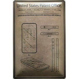 Deko7 Blechschild 30 x 20 cm Unidet States Patent Office - Desing for a n Electronic Device with Graphical User Interface 2013