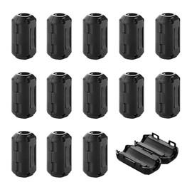 QitinDasen 14 pieces black ferrite ring core cable clip, ferrite ring core, RFI EMI noise reduction, EMI interference filter ferrite filter, folding ferrite ferrite core cable clamp (9 mm diameter)