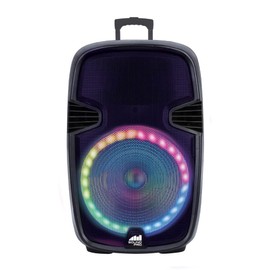 Naxa Electronics NDS-1521 15-inch Bluetooth Party Speaker with Circular Multi-Color Disco Light & Stand, Up to 2 Hours Play Time, Microphone, FM Tuner, USB Port, MicroSD Card Slot, 3.5mm Input, Black