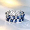 HaoMo Luxury Topaz Sapphire Ring 925 Sterling Silver Wedding Ring