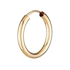 NKlaus Single 585 Yellow Gold Hoop Earrings Round Gold Earring 20 mm 1853, Yellow Gold, No Gemstone